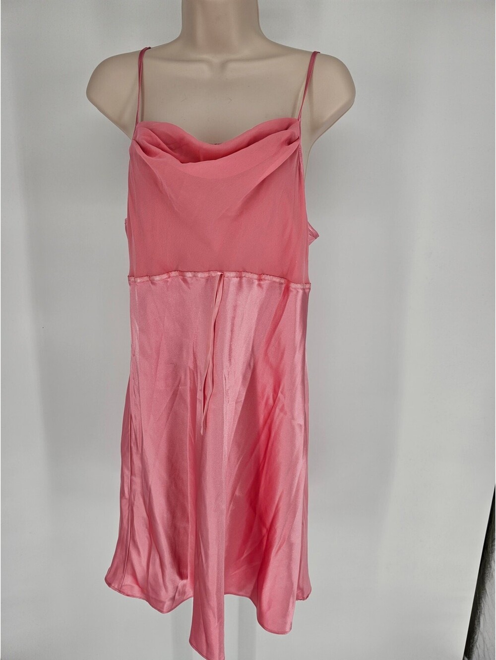 Vintage 1990s Delicates Womens Sz M Nightgown Satin and Chiffon Pink